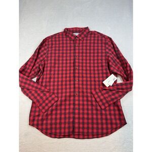 Old Navy Button Down Shirt Mens Size XL Red Blue Long Sleeve‎ Chest Pocket *New*